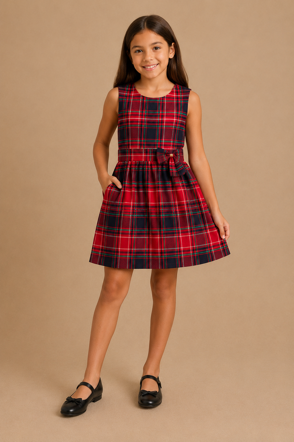 Vestido xadrez c/ laço